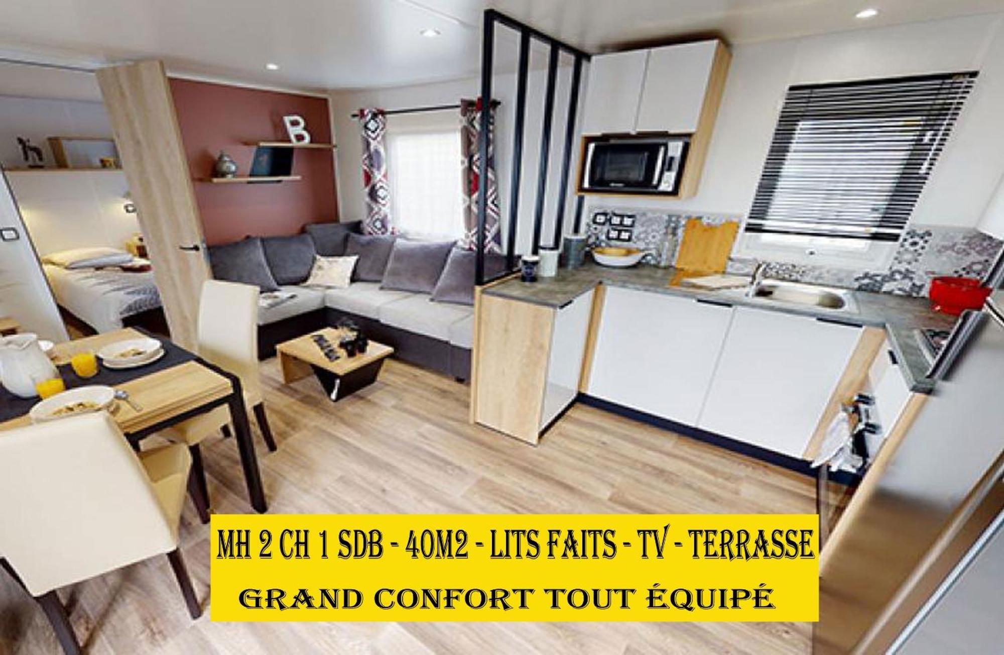 Mh6Pers-2Ch-1Sdb-Lits Faits-40M2-Terrasse-Tv--Grand Confort-Empl Calme-Kerlann ปง-ตาเวน ภายนอก รูปภาพ